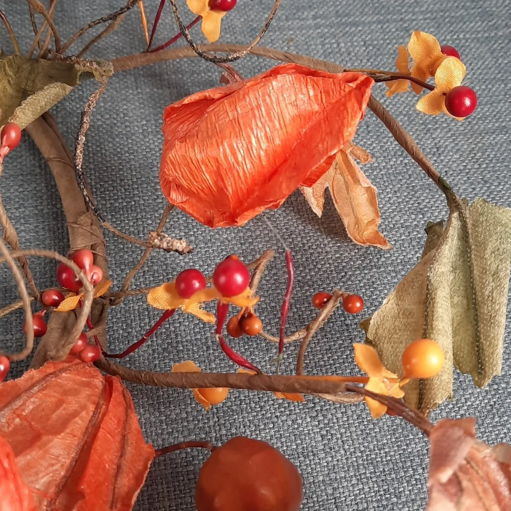 Wreath Fall Autumn Harvest Candle Ring Centerpiece Small Wreath Indoor Paper NWT